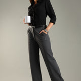 Women's Everyday Multipocketed Workleisure Pants with Zipper and button closure