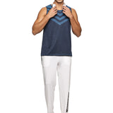 Men Slim Fit Round Neck Sleeveless Tank Top With arrow print at chest (Navy Blue)