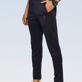 Mens Cut & Sew Track Pant with One Side Zipper Pocket and Inside Drawstring