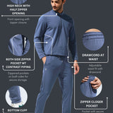 Men's High Neck Breathable Sports Tracksuit with Contrast Piping & Pockets