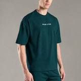 Oversized Crew-neck Tee With Simple Front and Back Large Abstract Back Print