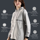 Women's Raglan Sleeve Hoodie with High V-Neck Collar & Zipper Opening