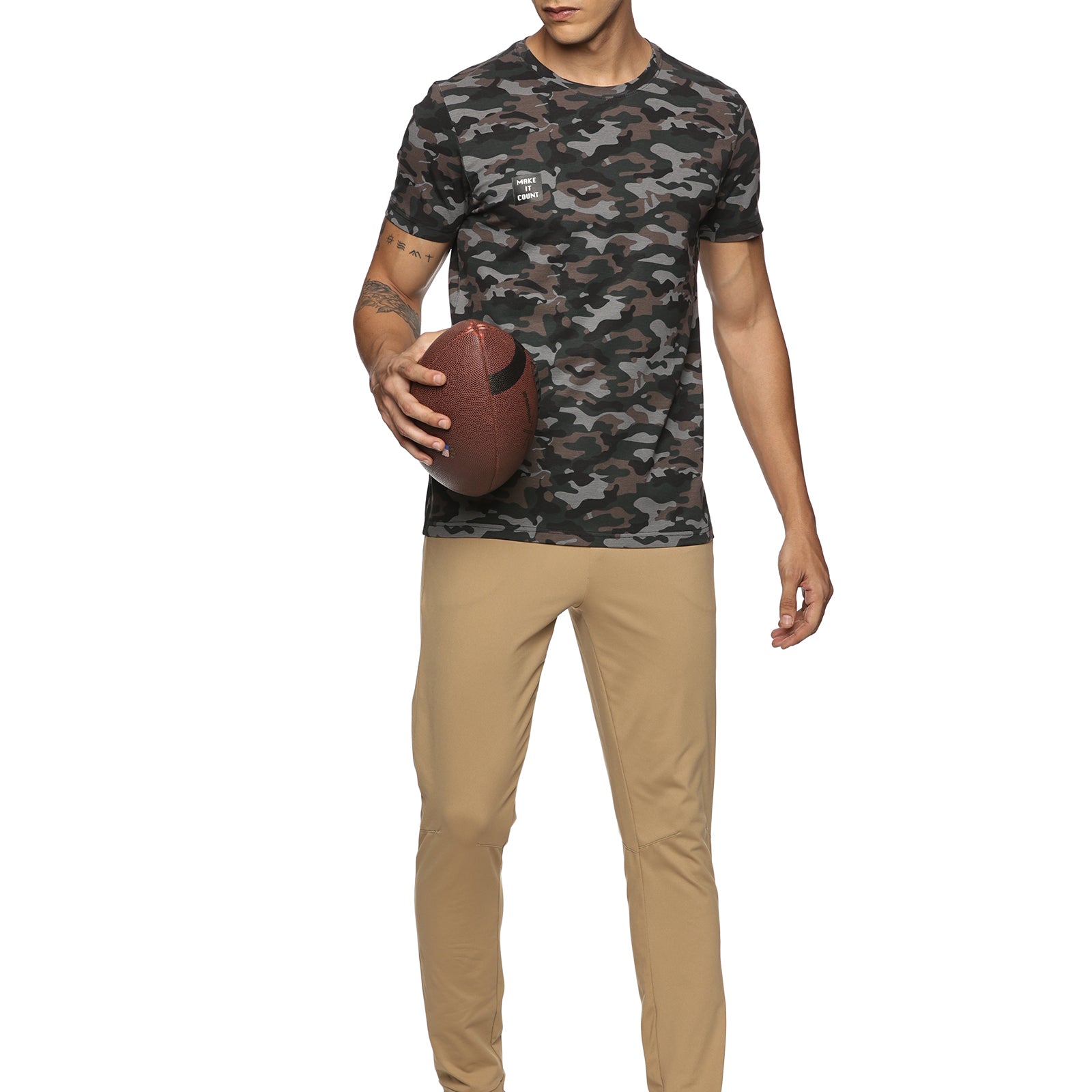 DOMIN8 Men Cotton Regular Fit Round Neck Camouflage Black Sports T-Shirt