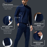 Men's High Neck Breathable Sports Tracksuit with Contrast Piping & Pockets