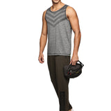 Men Slim Fit Round Neck Sleeveless Tank Top With arrow print at chest (Dark Grey)