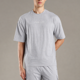 Oversized Crew-neck Tee With Simple Front and Back Large Abstract Back Print