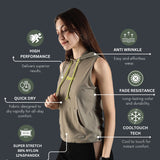 Women’s Sleeveless Hoodie with Adjustable Waist and Kangaroo Pocket
