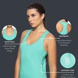 Women Sleeveless Razer Back Running Tank top (Green)