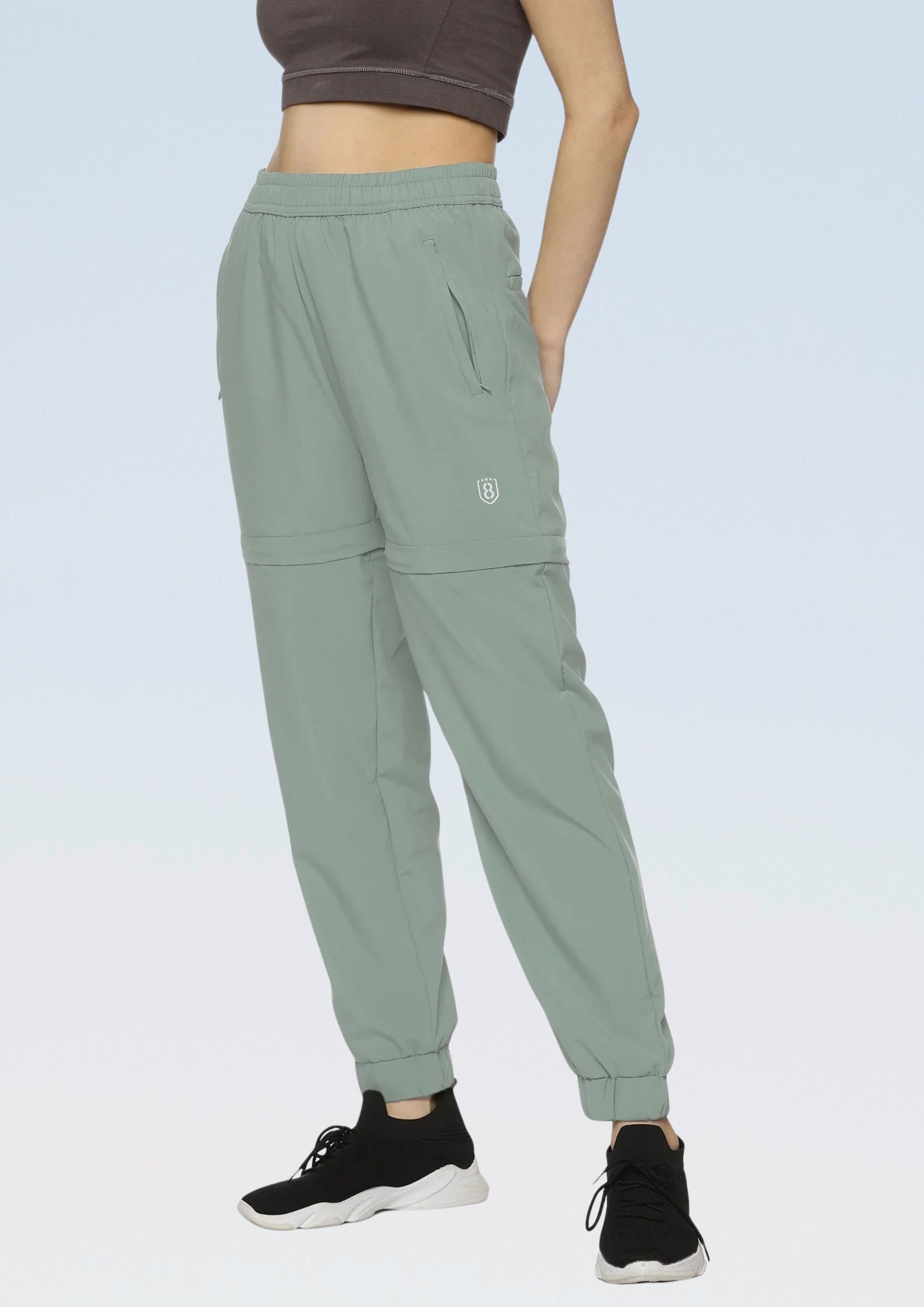 Women's Solid Detachable Track pants with Zipper Pockets