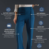 Women's Flared Workleisure Pant with Wide Bell Bottom Slit & Hollywood Waistband