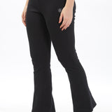 Women's Cotton Slim Flared Stretchy and Comfort Fit Pant (Black)