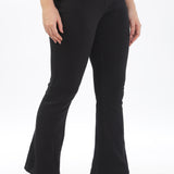 Women's Cotton Slim Flared Stretchy and Comfort Fit Pant (Black)