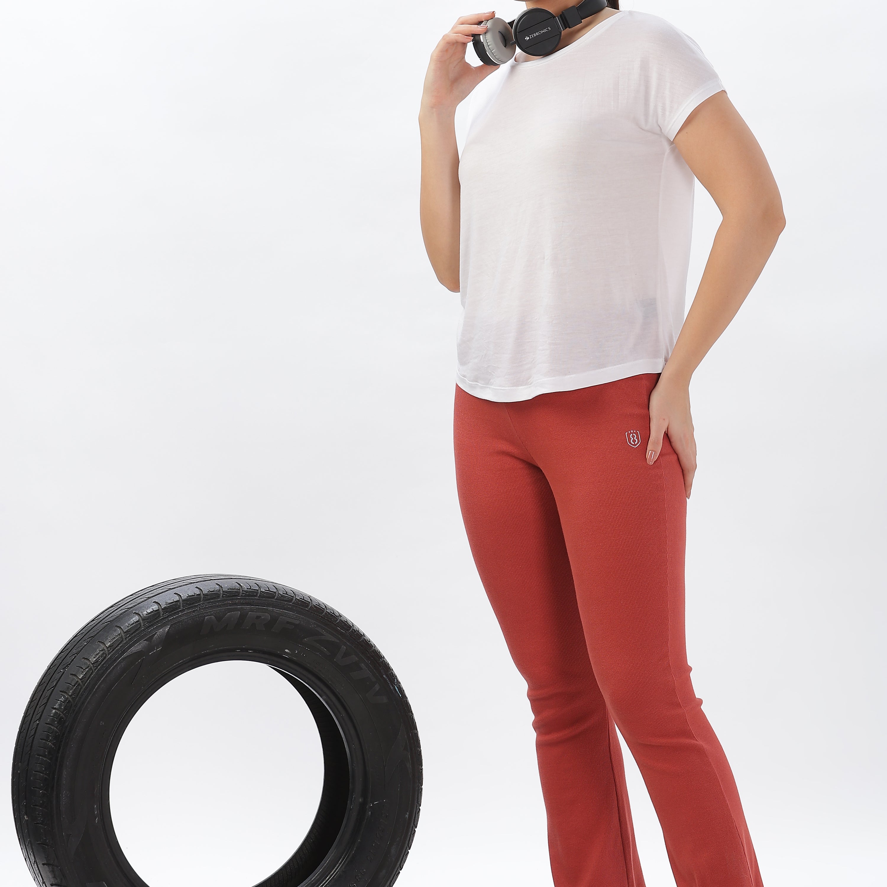 Women's  Cotton Flared Stretchy and Slim Fit Pant