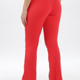 Women's Cotton Slim Flared Stretchy and Comfort Fit Pant (Brick Red)