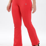 Women's Cotton Slim Flared Stretchy and Comfort Fit Pant (Brick Red)