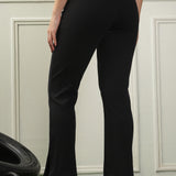 Women's Cotton Slim Flared Stretchy and slim Fit Slit Pant