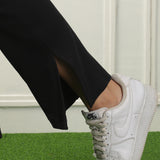 Women's Cotton Slim Flared Stretchy and slim Fit Slit Pant