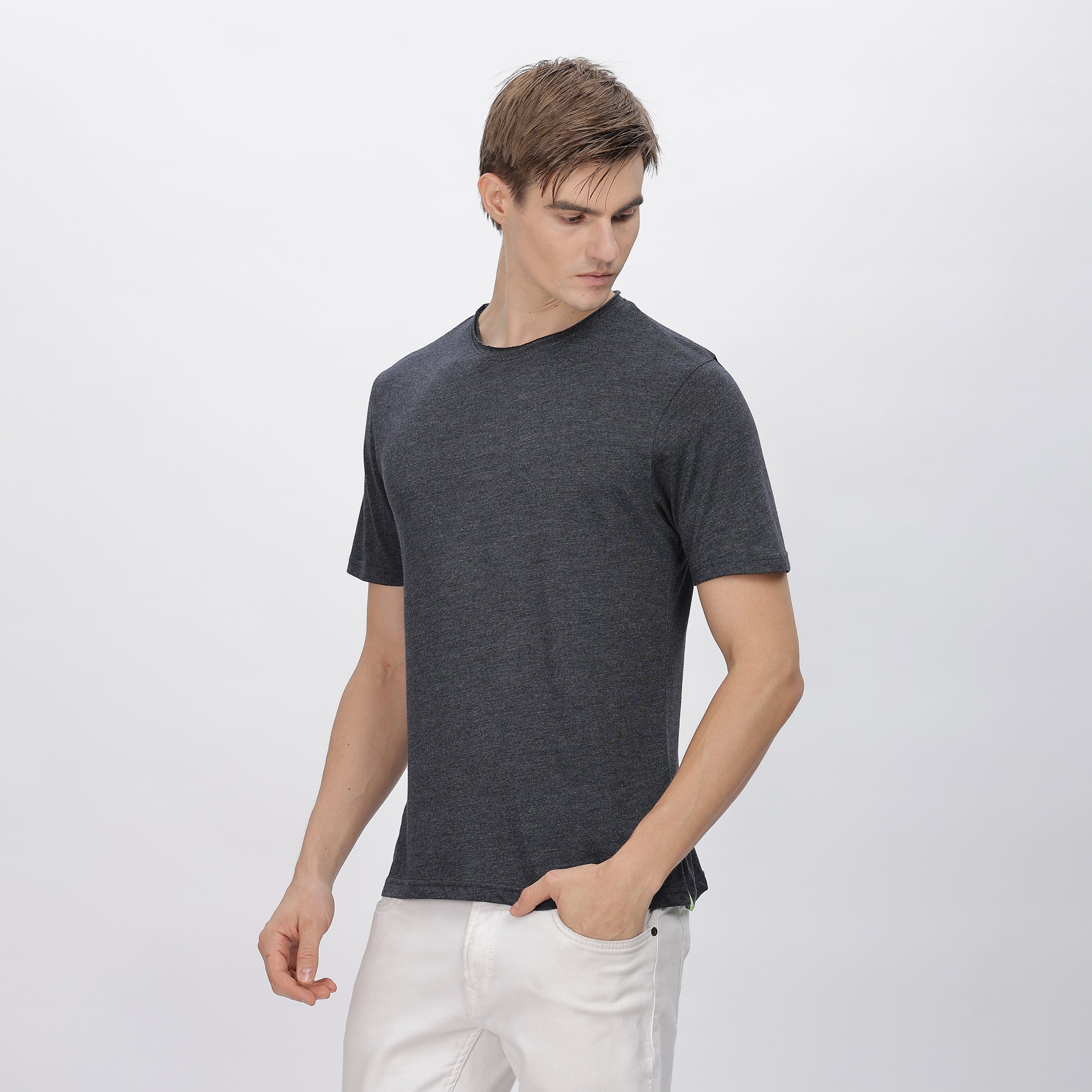 Side View of Men's Black t-shirt – ultra-soft and sustainable fabric