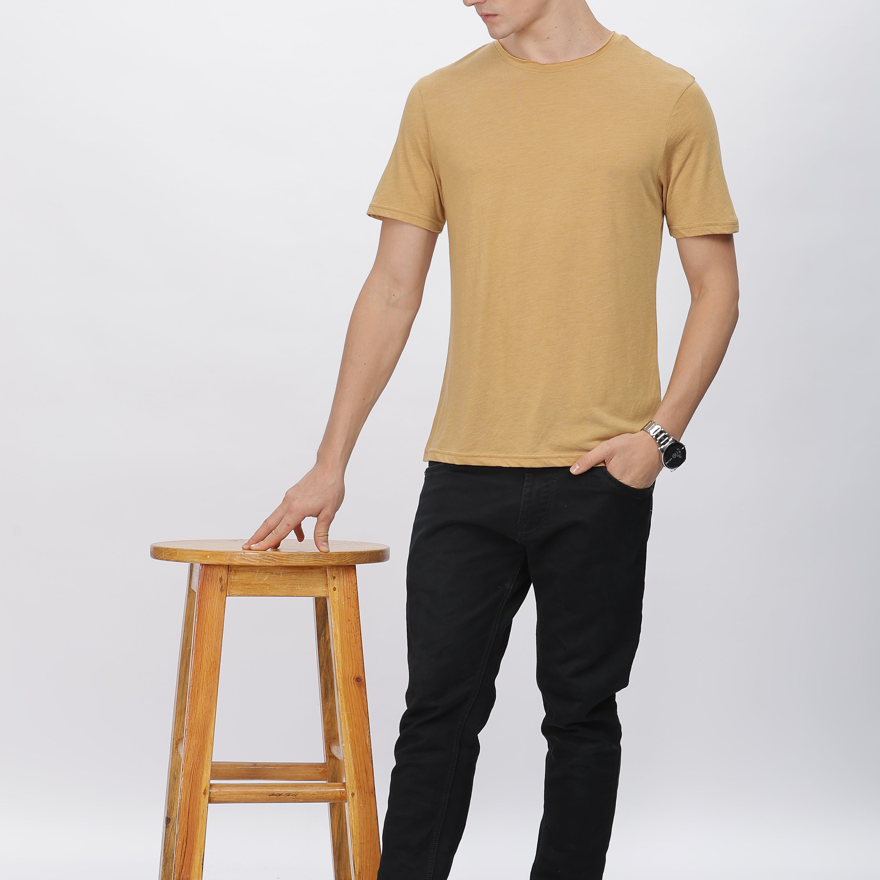 Men's Tencil Polyester Ultra Soft and Smooth Sustainable T-shirt ( Mustard Yellow)