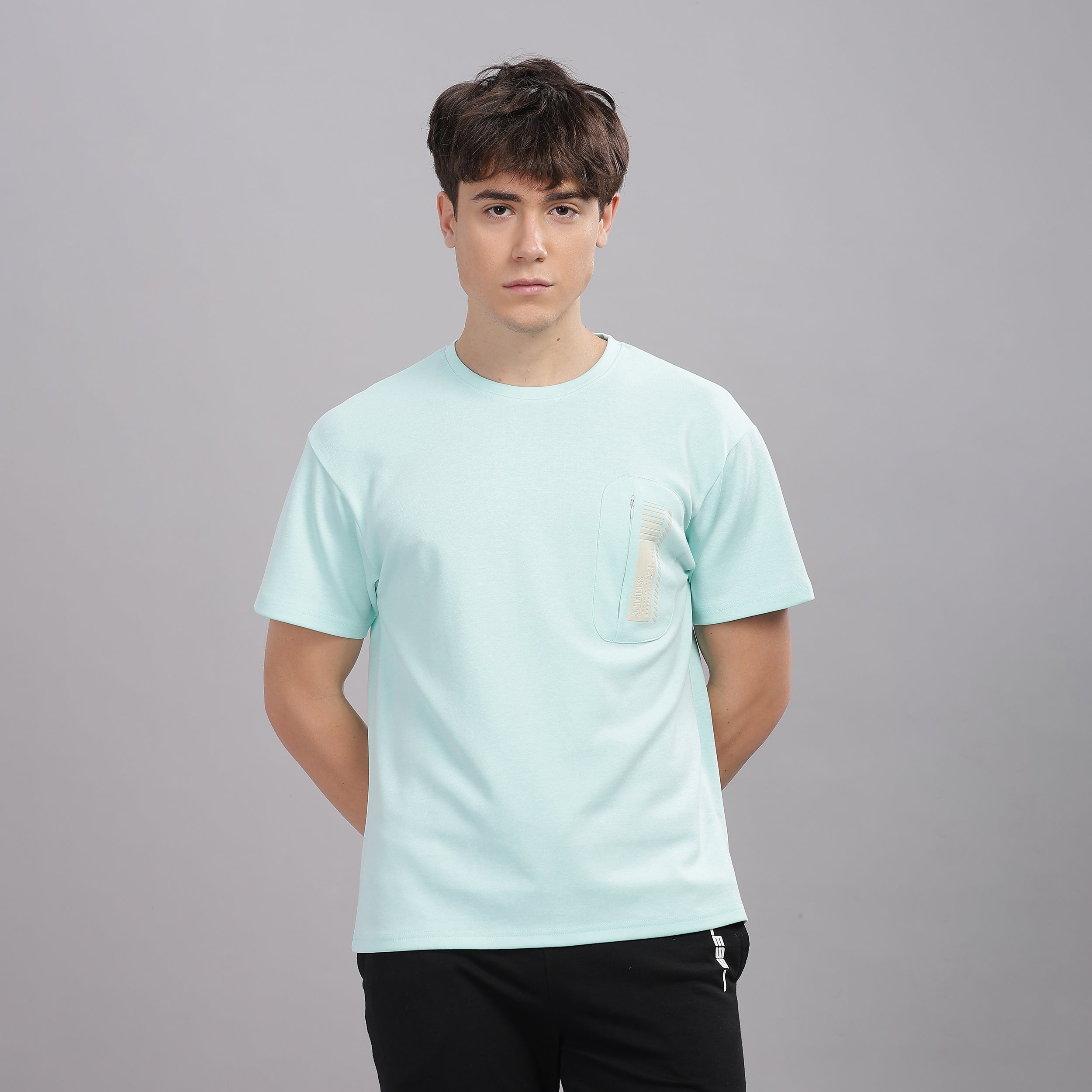 Men’s Soft Cotton Shrinkage Resistant Stretchable T Shirt with Chest Zipper Pocket