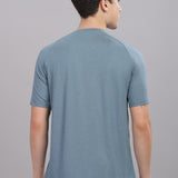 Men's Super Comfy raglan sleeve casual T shirt with chest pocket (SMOKE BLUE)