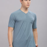 Men's Super Comfy raglan sleeve casual T shirt with chest pocket (SMOKE BLUE)