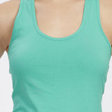 Women Sleeveless Razer Back Running Tank top (Green)