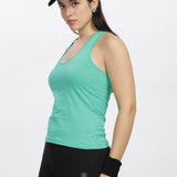 Women Sleeveless Razer Back Running Tank top (Green)