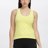 Women Sleeveless Razer Back Running Tank top (Lemon Yellow)