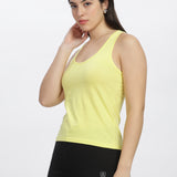 Women Sleeveless Razer Back Running Tank top (Lemon Yellow)