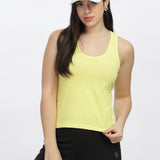 Women Sleeveless Razer Back Running Tank top (Lemon Yellow)