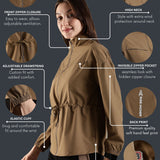 Women's Woven Jacket with High V-Neck & Zipper Opening