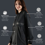 Women's Raglan Sleeve Hoodie with High V-Neck Collar & Zipper Opening