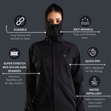 Women's Hooded Water-repellent All-weather Jacket with Thumb hole Sleeve