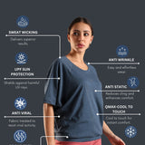 Women UPF Sun Protection Eco Friendly Yoga Top With Batwing Sleeve