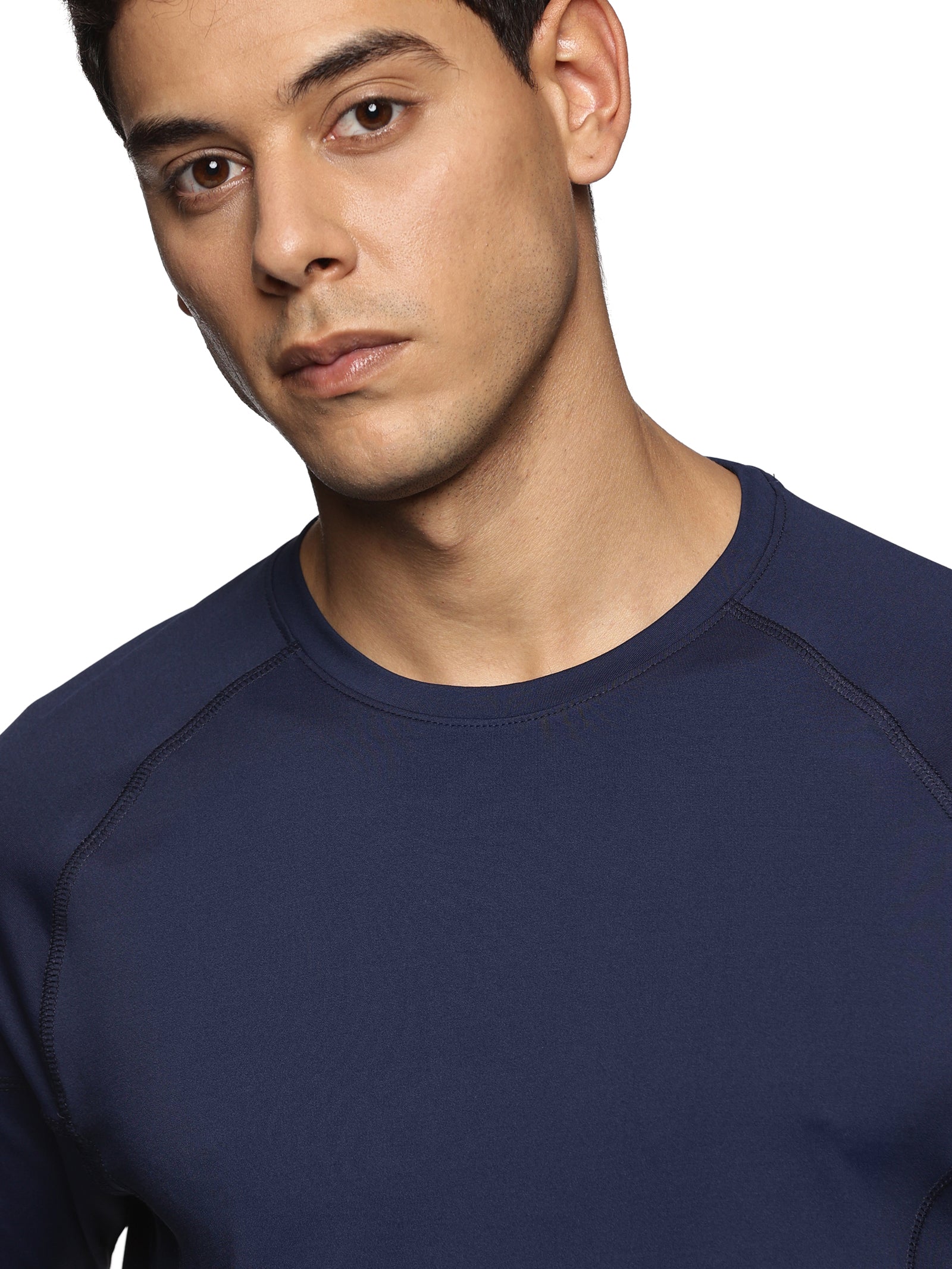 Men Solid High Performance Half Raglan Sleeve(Plum)