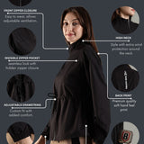 Women's Woven Jacket with High V-Neck & Zipper Opening