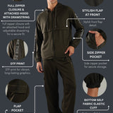 Men’s Raglan Hoodie & Jogger Set with Zipper Pockets & Flap Detail