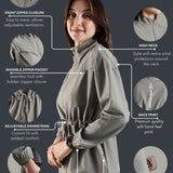 Women's Woven Jacket with High V-Neck & Zipper Opening