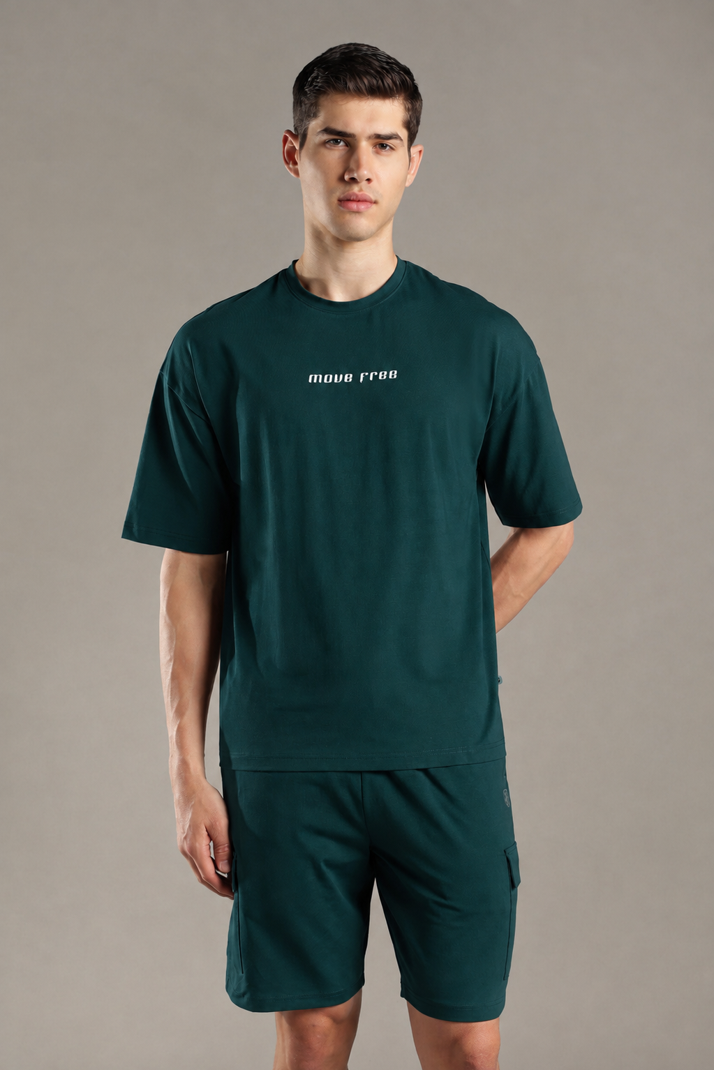 Oversized Crew-neck Tee With Simple Front and Back Large Abstract Back Print