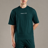Oversized Crew-neck Tee With Simple Front and Back Large Abstract Back Print