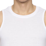 DOMIN8 Men Poly Viscose Slim Fit Breathable White Sports Sleeveless Tank Top