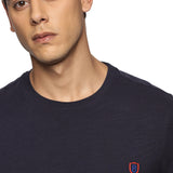 Men Round neck organic cotton T shirt(Navy)