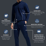 Men's High Neck Breathable Sports Tracksuit with Contrast Piping & Pockets