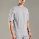 Oversized Crew-neck Tee With Simple Front and Back Large Abstract Back Print