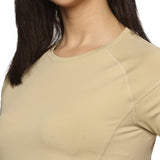 Women Breathable Quick Dry Kooltex Regular Fit Sports T-Shirt (Beige)