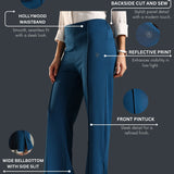 Women's Flared Workleisure Pant with Wide Bell Bottom Slit & Hollywood Waistband