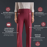 Women's Flared Workleisure Pant with Wide Bell Bottom Slit & Hollywood Waistband