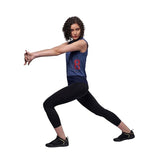 Women Slim Fit Breathable Poly Cotton Melange Effect Tank Top with Mesh Panel at Bottom