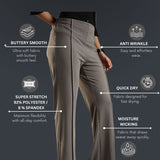 Women's Flared Workleisure Pant with Wide Bell Bottom Slit & Hollywood Waistband